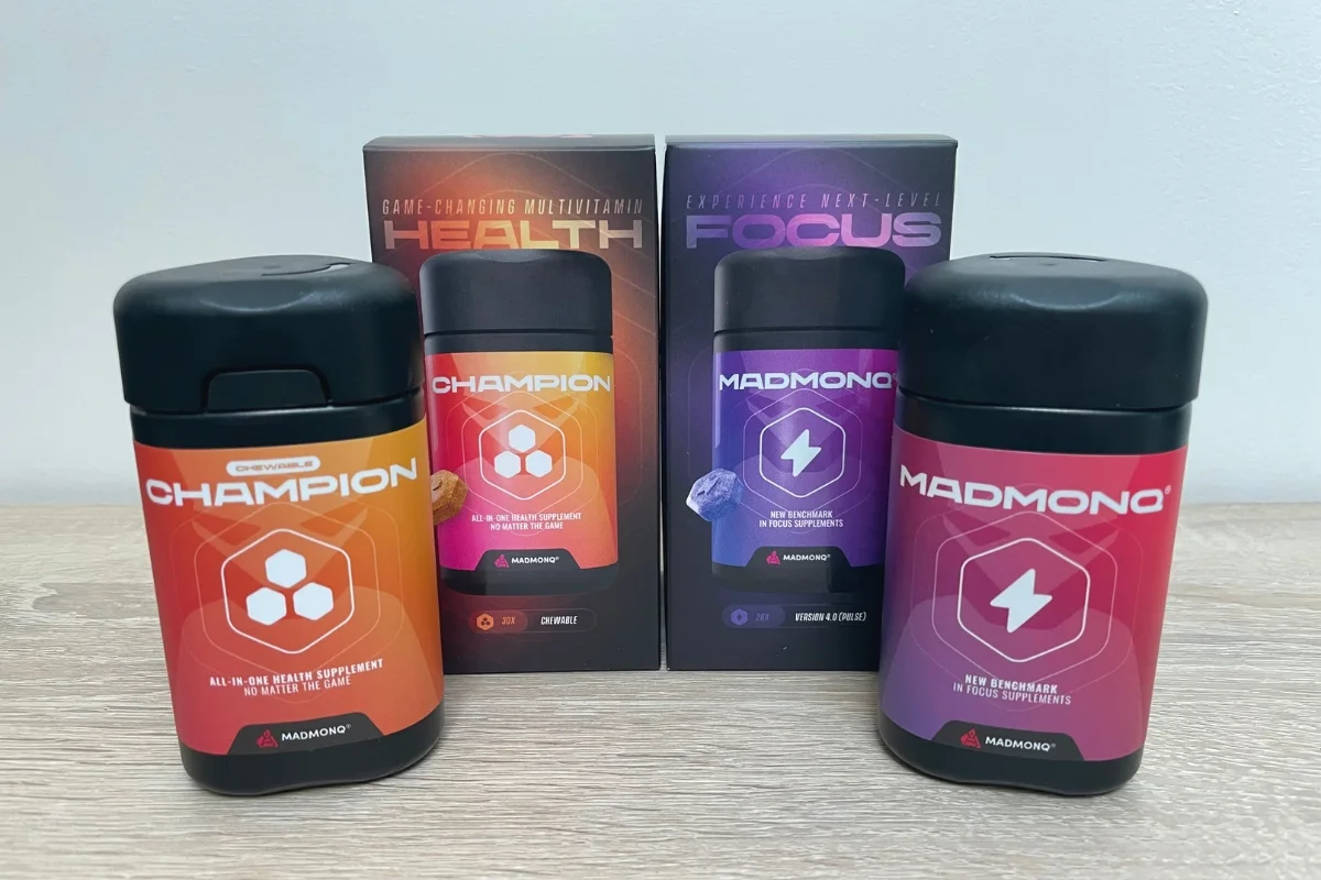 Madmonq Champion a Madmonq recenze – produktové foto doplňků stravy